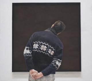 Annie Cabigting - Man In A Blue Sweater And Painting Painted