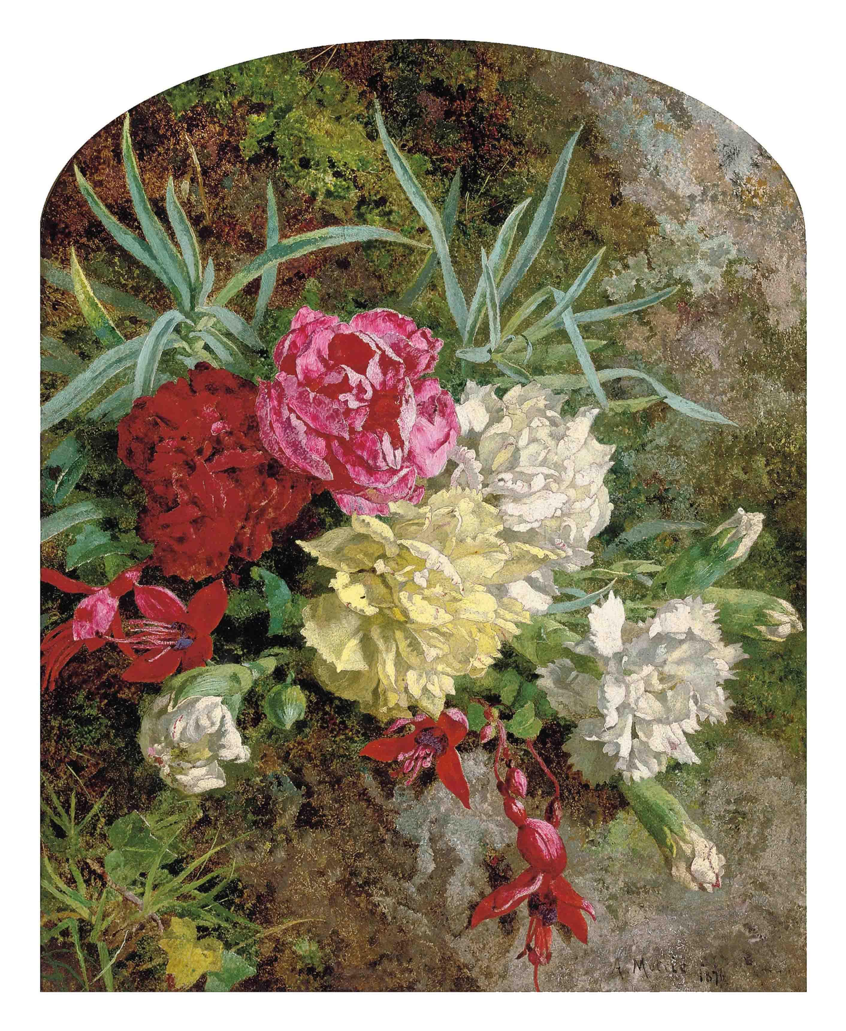 Annie Feray Mutrie - Carnations and fuschias