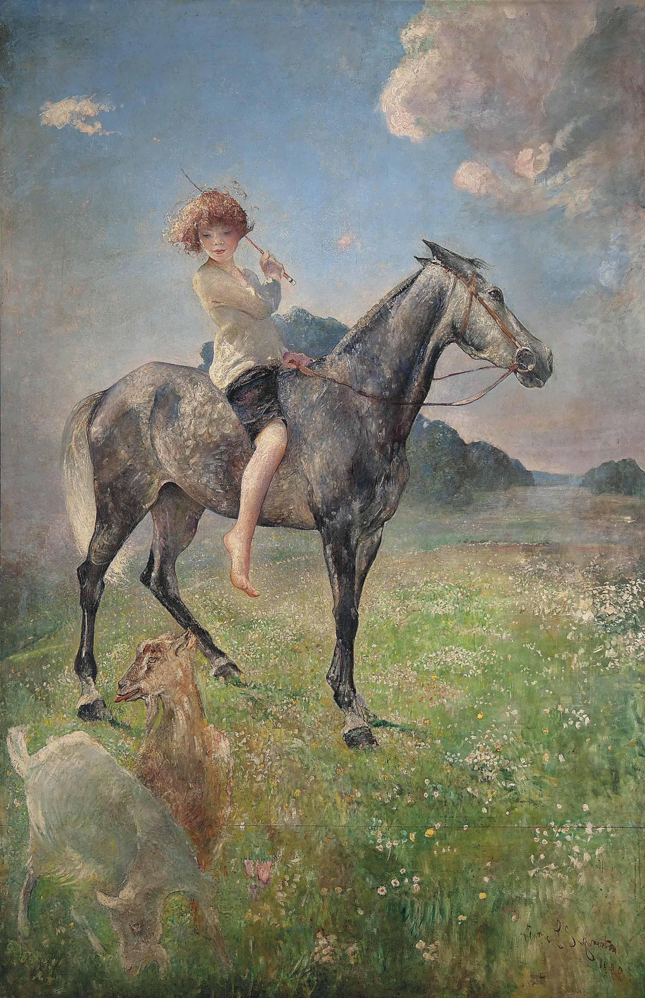 Annie Louise Swynnerton - Equestrian portrait of Lady Mercy Marter, daughter of Frances, Countess of Warwick