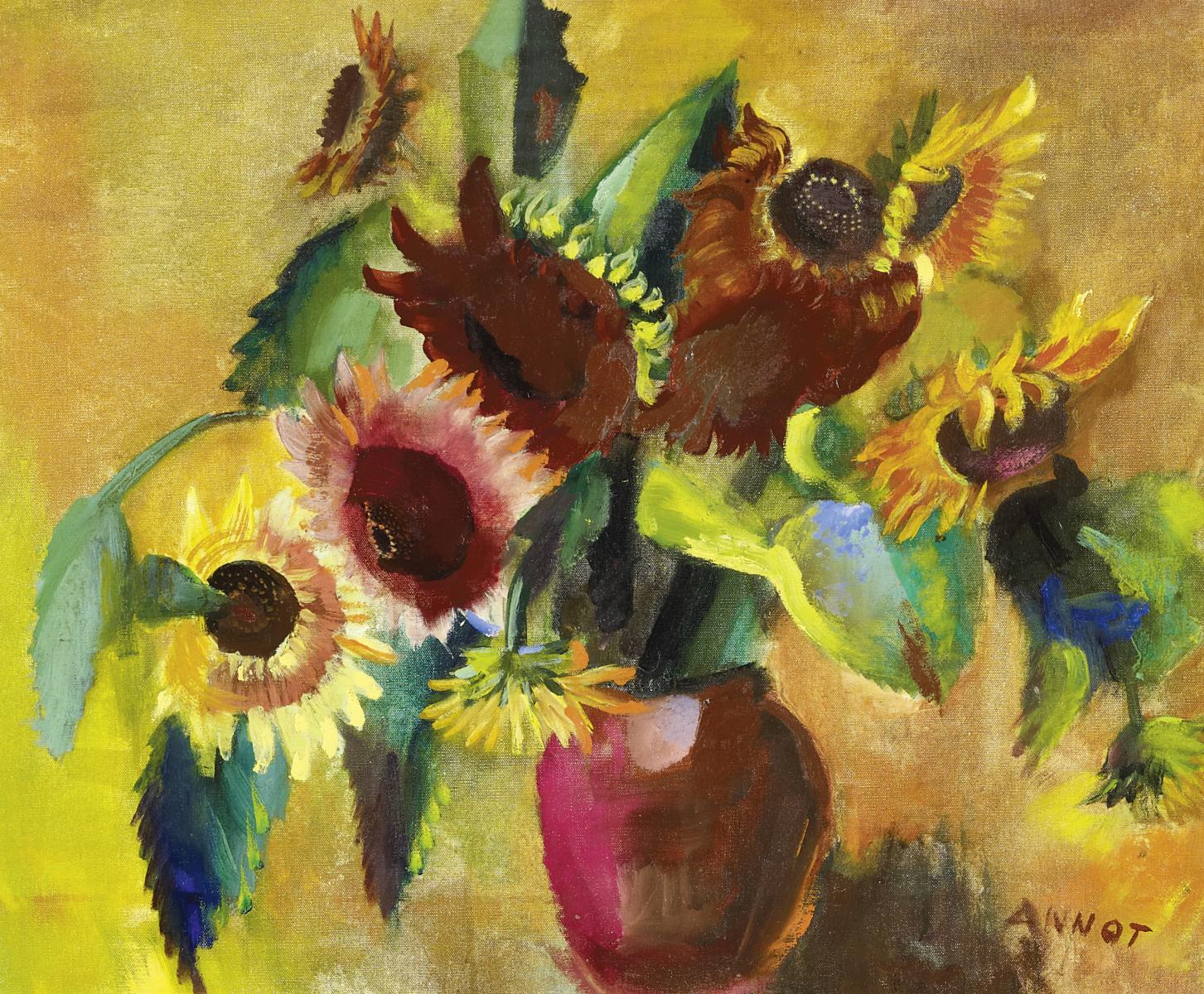 Annot Jacobi - Sonnenblumen in roter Vase