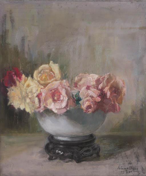 Ans Van Den Berg - Roses in a blanc-de-chine bowl