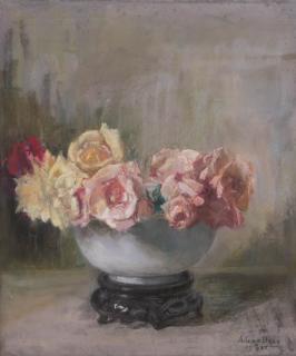 Ans Van Den Berg - Roses in a blanc-de-chine bowl