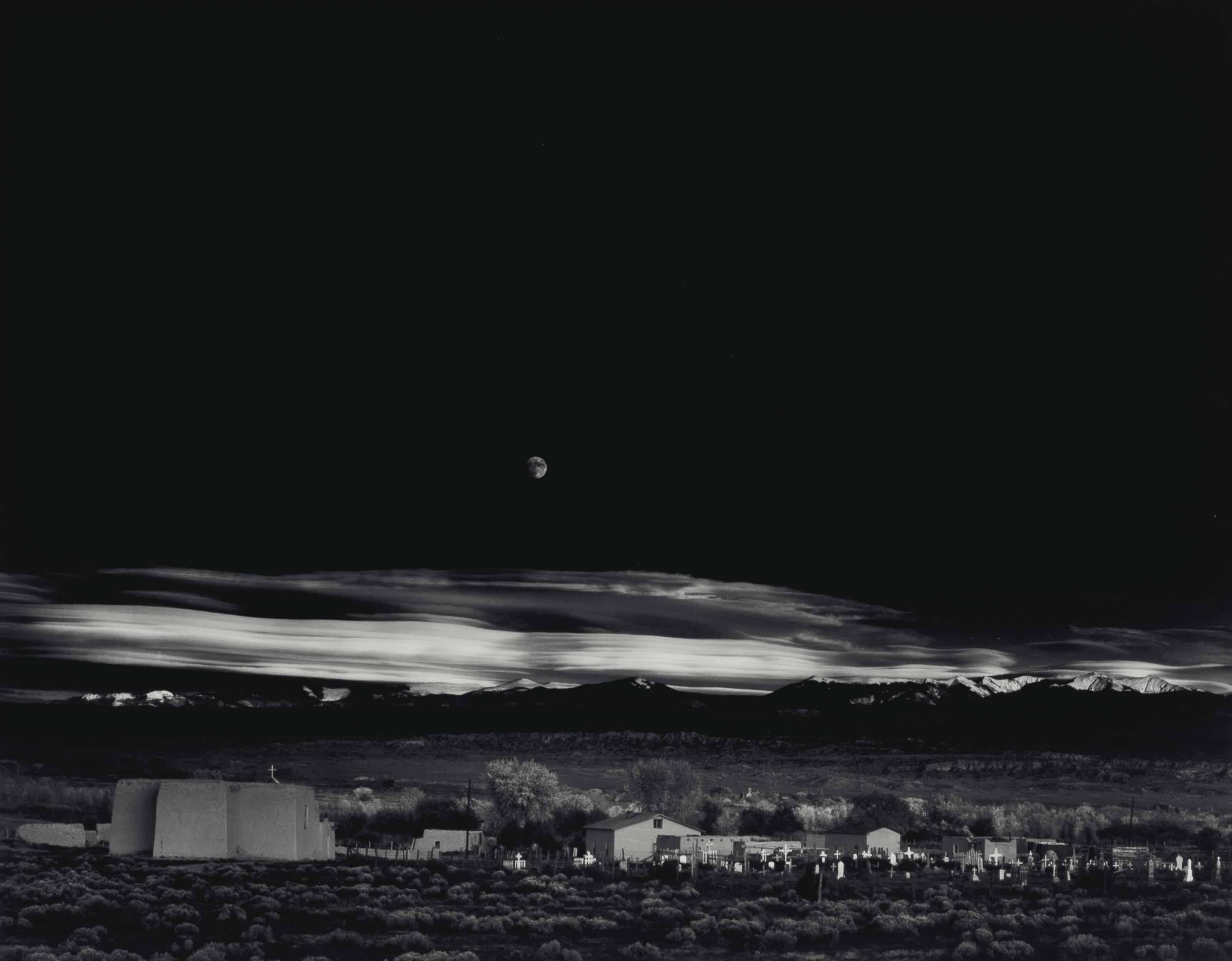 Moonrise, Hernandez, Northern New Mexico, 1941 by Ansel Adams Art.Salon