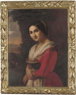 Anselm Feuerbach - A Young Beauty By A Country Track At Dusk