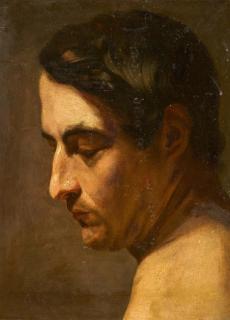 Anselm Feuerbach - Brustbild eines jungen Mannes im Profil nach links.