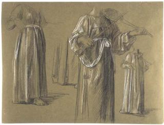 Anselm Feuerbach - Four studies of a standing woman playing a rebec