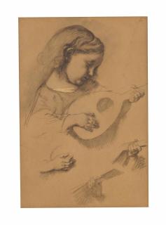 Anselm Feuerbach - Study of a girl with lute