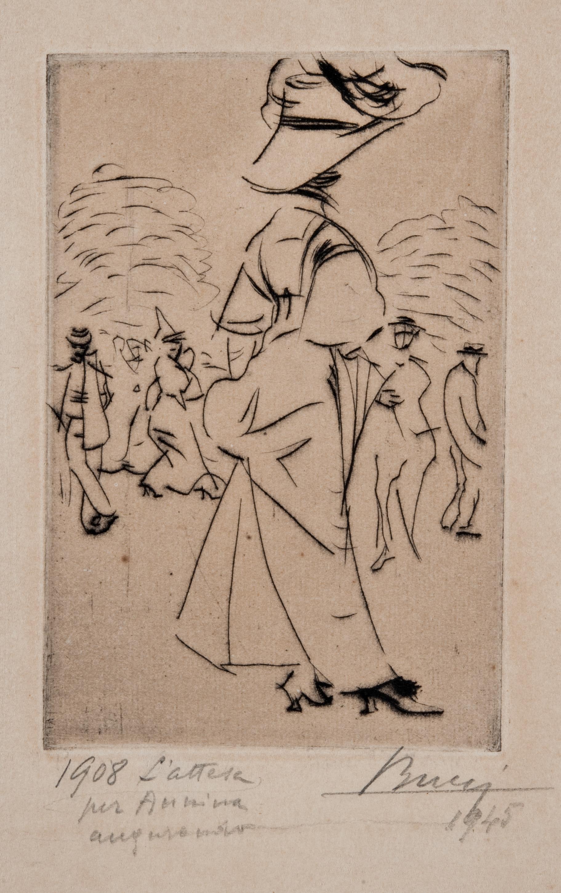 Anselmo Bucci - L\'attesa per Annina augurando (?)