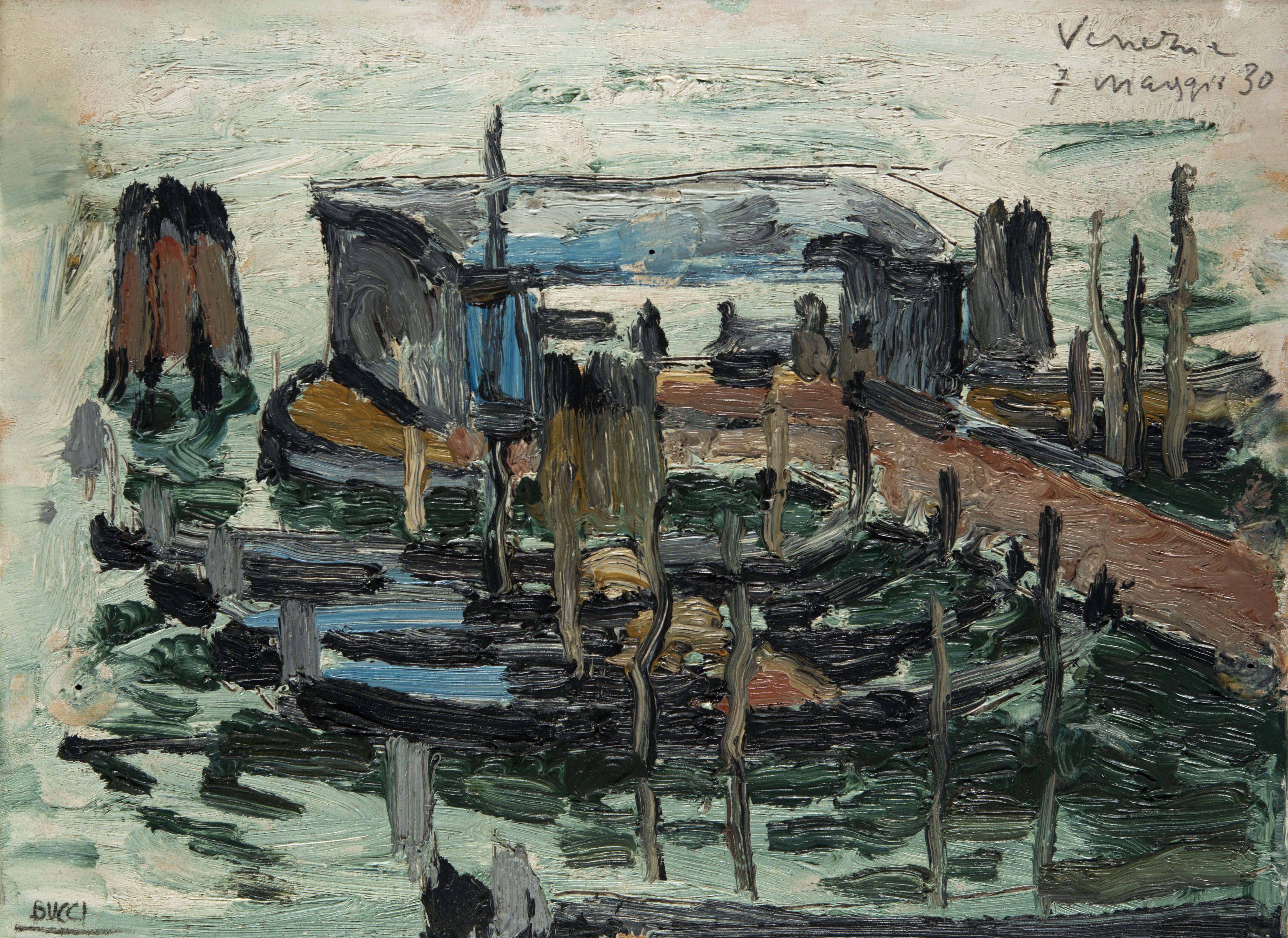Anselmo Bucci - Pontile a Venezia