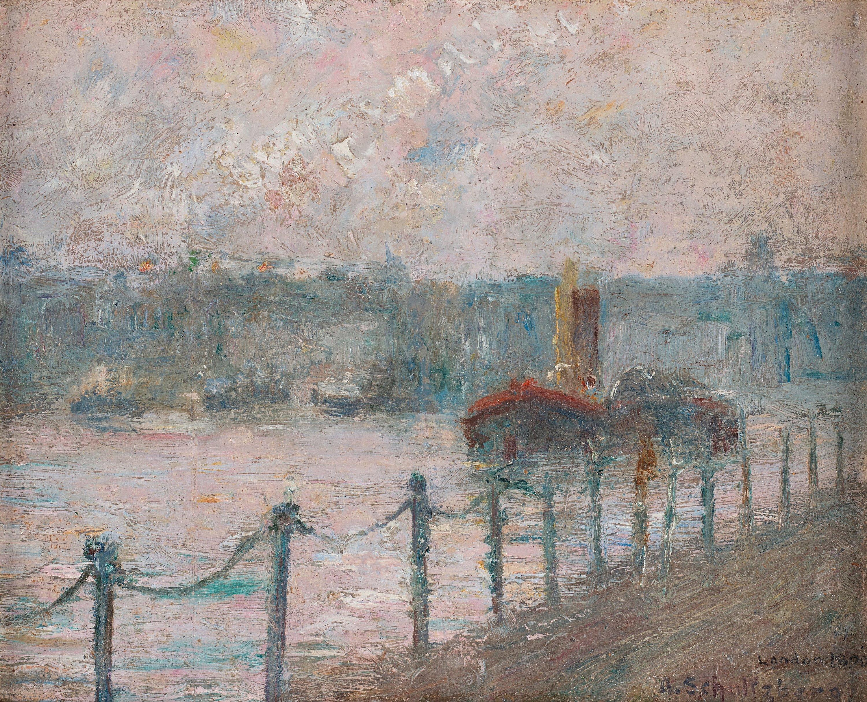 Anshelm Schultzberg - Fog on the river Thames