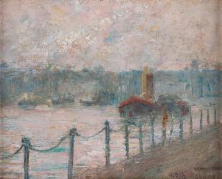 Anshelm Schultzberg - Fog on the river Thames