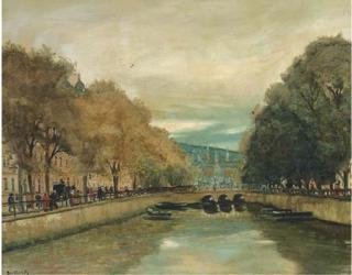 Antal Berkes - A river landscape