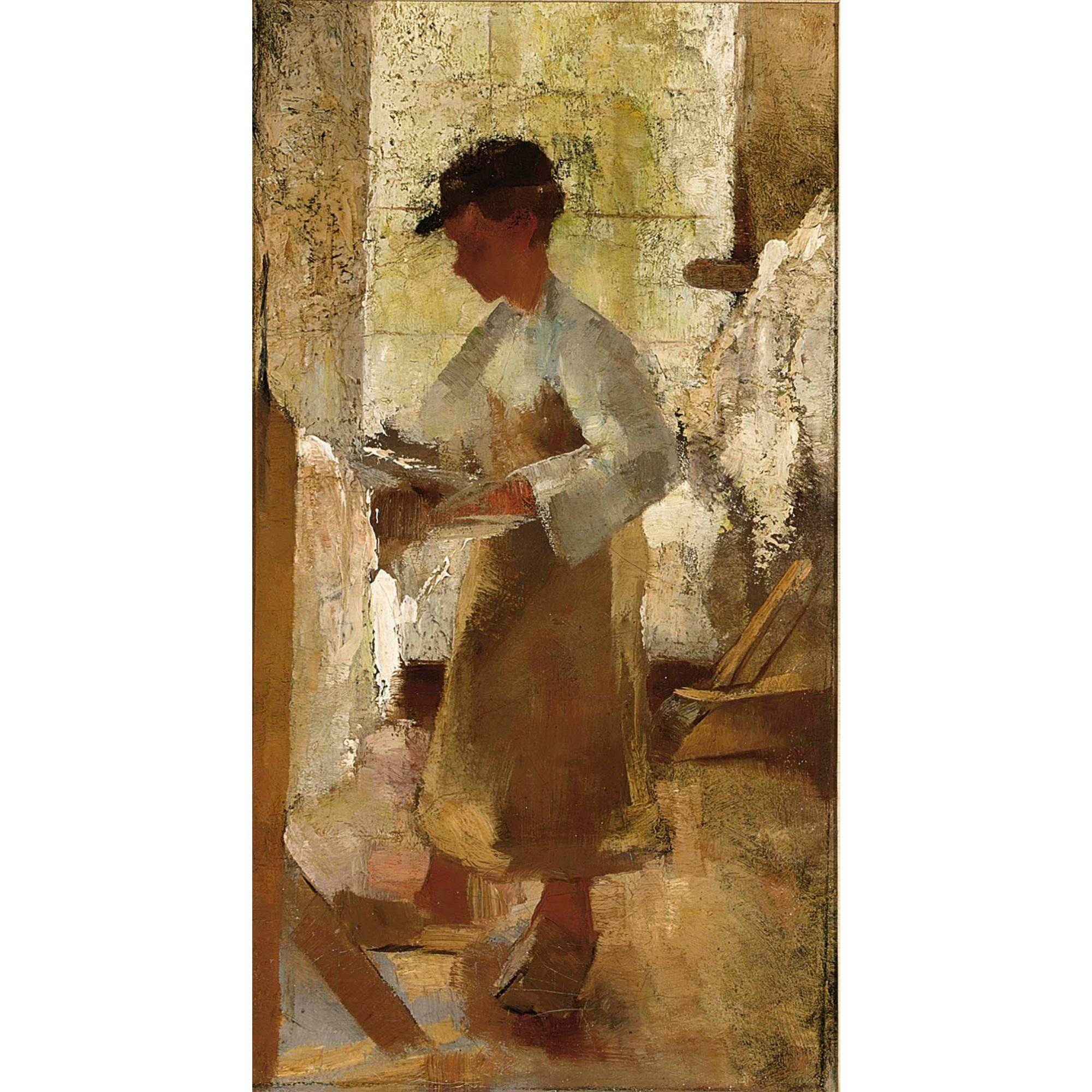 Anthon Gerard Alexander - A Young Workman At A Stretching Frame