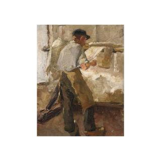 Anthon Gerard Alexander - A Young Workman At A Stretching Frame