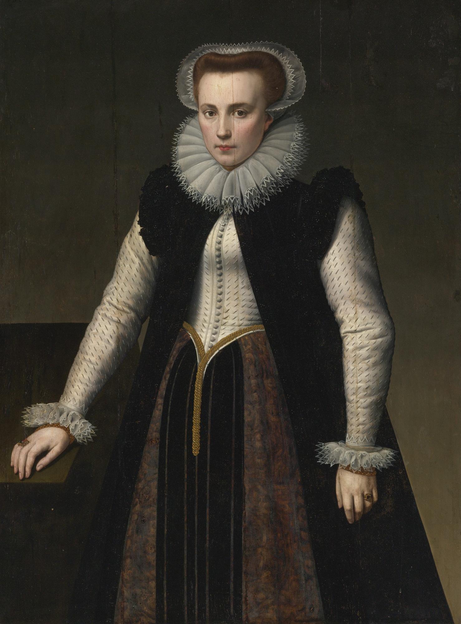 Anthonie Blocklandt - Portrait Of A Lady, Three Quarter Length, In A Ruff With Matching Lace Cap And Cuffs