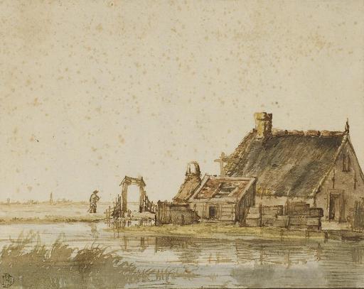 Anthonie Erkelens - Une chaumière au bord de l\'eau