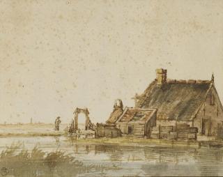 Anthonie Erkelens - Une chaumière au bord de l\'eau