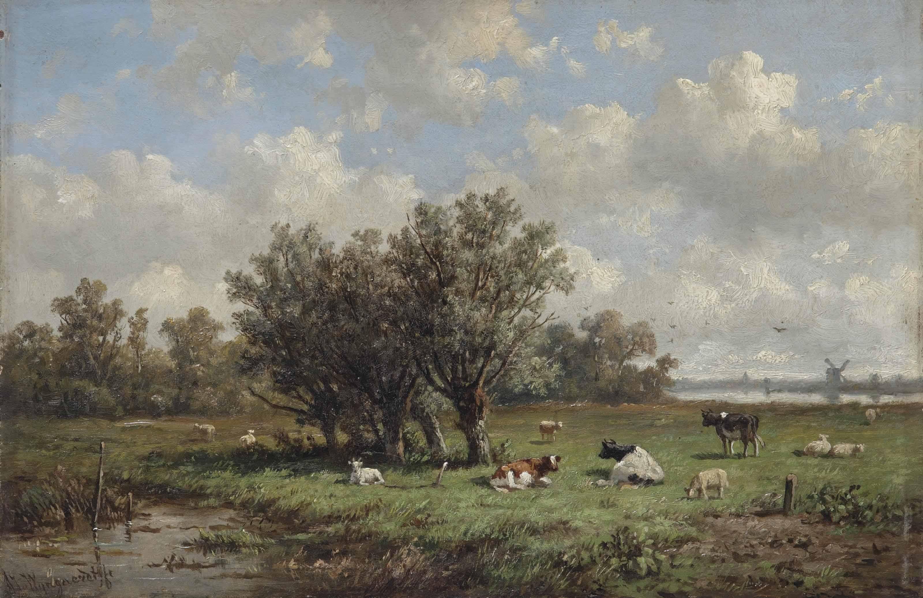 Anthonie Jacobus van Wijngaerdt - Cattle In A Landscape