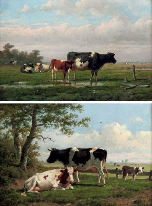Anthonie Jacobus van Wijngaerdt - Cattle in a pasture
