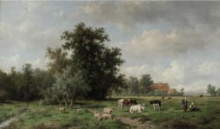 Anthonie Jacobus van Wijngaerdt - Cattle in a summer landscape