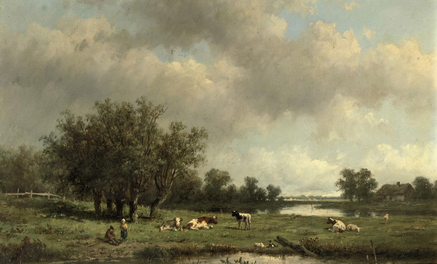 Anthonie Jacobus van Wijngaerdt - Cows in the pasture