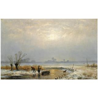 Anthonie Jacobus van Wijngaerdt - Dutch Wood Gatherers On The Ice