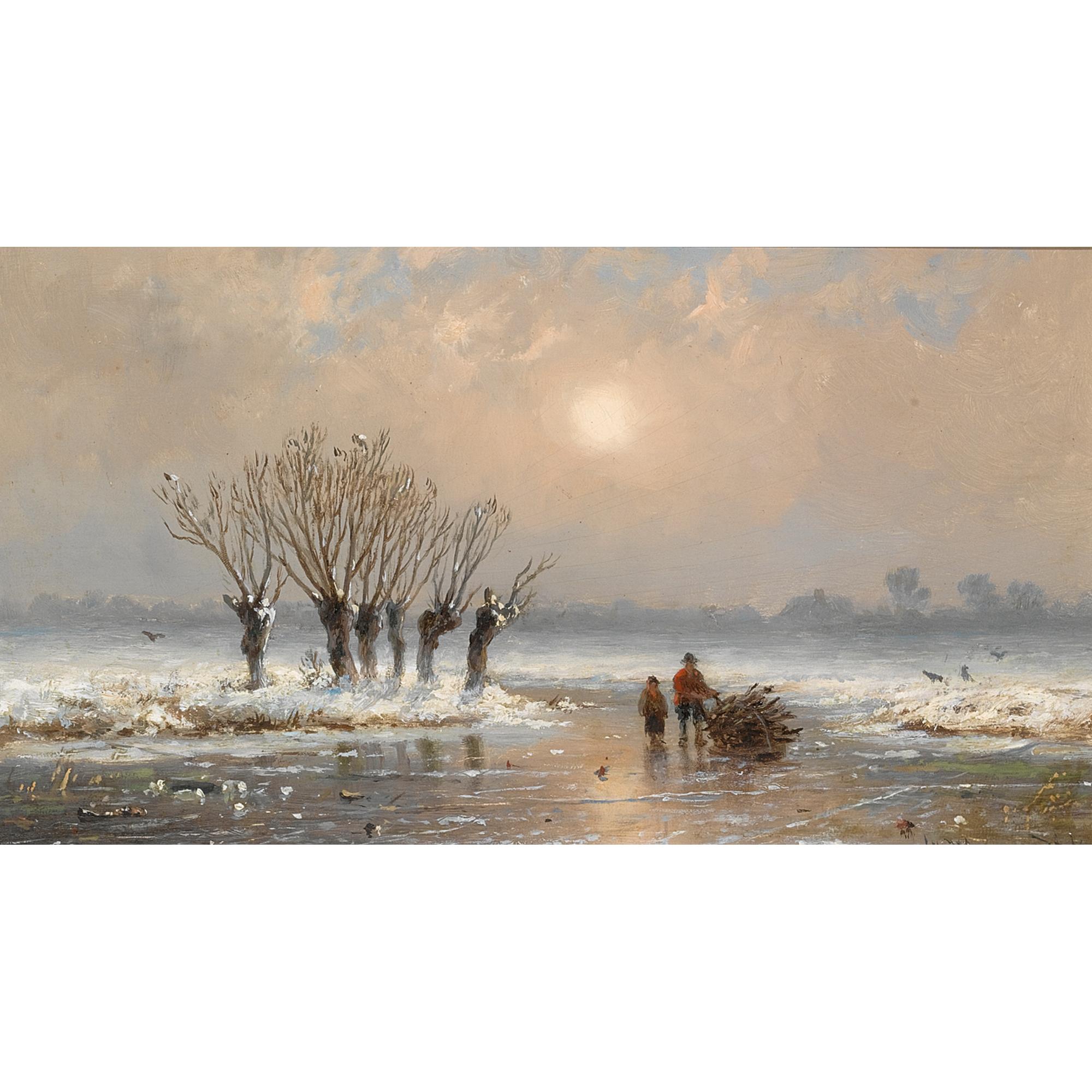 Anthonie Jacobus van Wijngaerdt - Wood Gatherers On The Ice