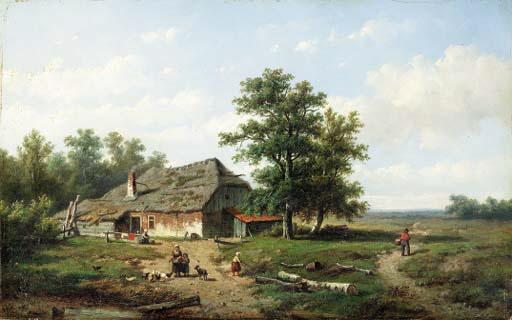 Anthonie Jacobus Van Wyngaerdt - A country cottage