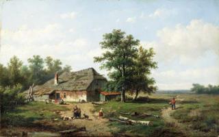 Anthonie Jacobus Van Wyngaerdt - A country cottage