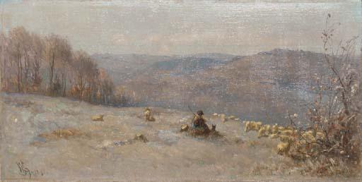 Anthonie Jacobus van Wyngaerdt - A shepherd and his flock