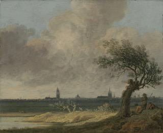 Anthonie Jansz. Van Der Croos - A Landscape With Peasants Resting Under A Tree, The City Of Delft Beyond