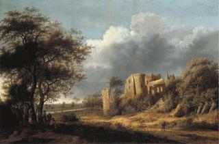 Anthonie Jansz. van der Croos - A landscape with the ruined castle of Egmond, a river beyond