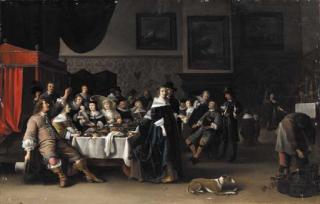 Anthonie Palamedes - An interior with a christening party
