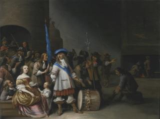 Anthonie Palamedesz. - A Guardroom Interior With An Officer, His Men, A Mother And Child