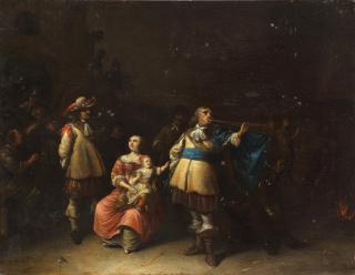 Anthonie Palamedesz. - An interior with a trumpeter unframed