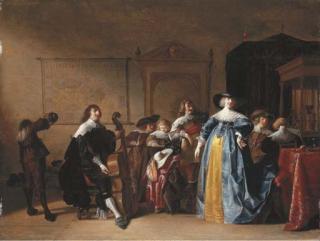 Anthonie Palamedesz. - Elegant company in an interior with a gentleman playing the cello