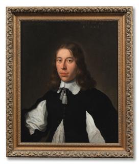 Anthonie Palamedesz. - Portrait of a gentleman, half-length, in black and white costume