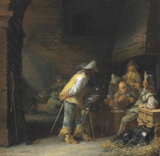 Anthonie Palamedesz. - Soldiers Playing Cards And Smoking In A Barn