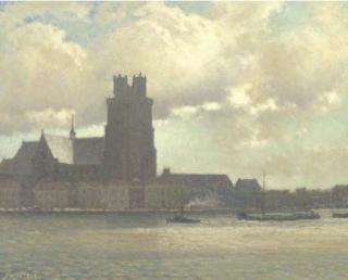Anthonie Pieter Schotel - A view of the Grote Kerk of Dordrecht