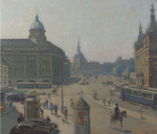Anthonie Pieter Schotel - A view of the Leidseplein, Amsterdam