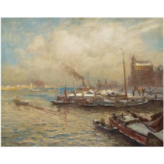 Anthonie Pieter Schotel - Dutch A Wintry View Of The Merwedekade, Dordrecht