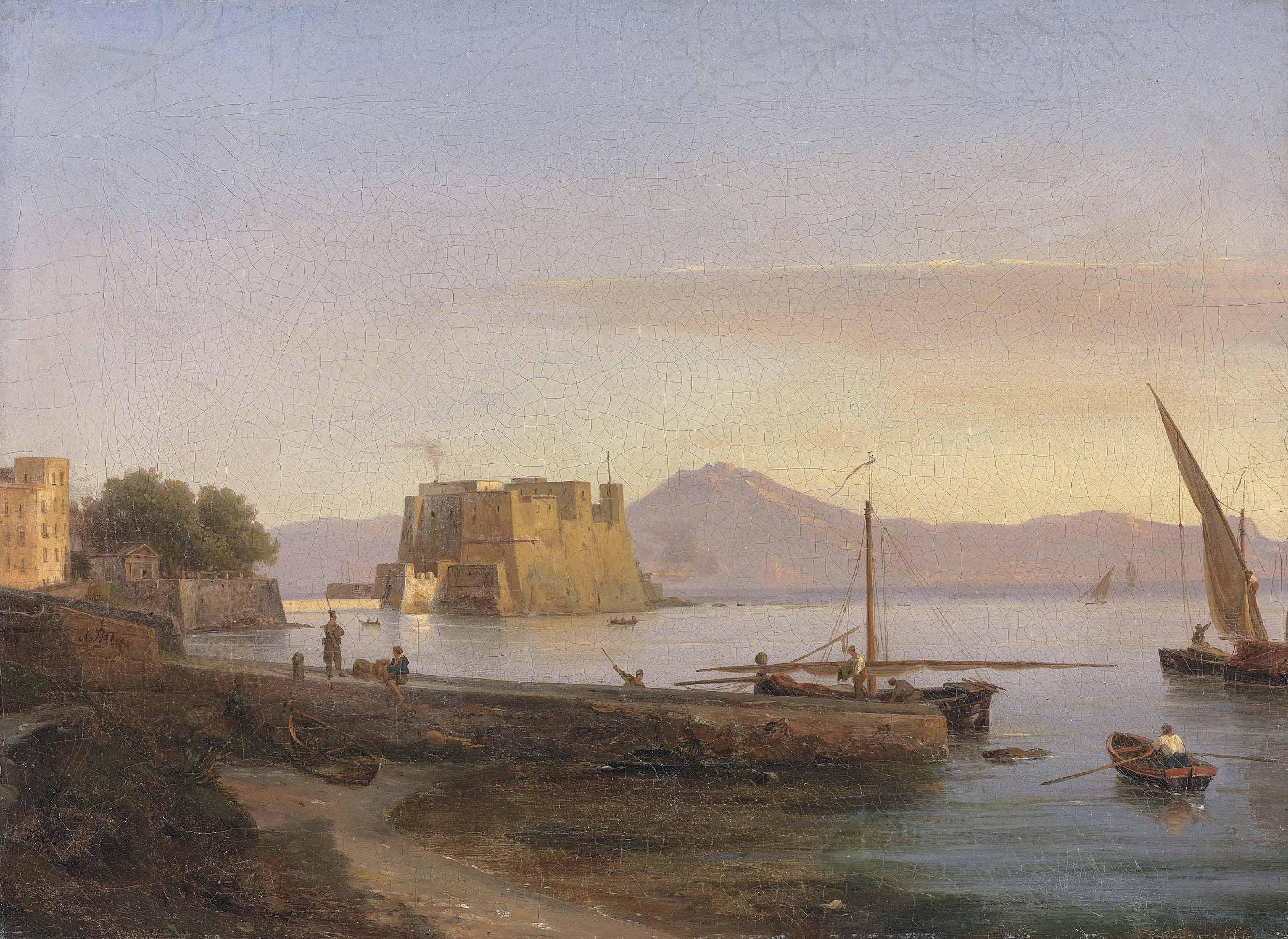Anthonie Sminck Pitloo - Fishermen Castel dell\' Ovo, Naples