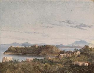 Anthonie Sminck Pitloo - Ischia and Capri seen from the Neapolitan coast