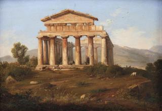Anthonie Sminck Pitloo - The temple of Athena at Paestum