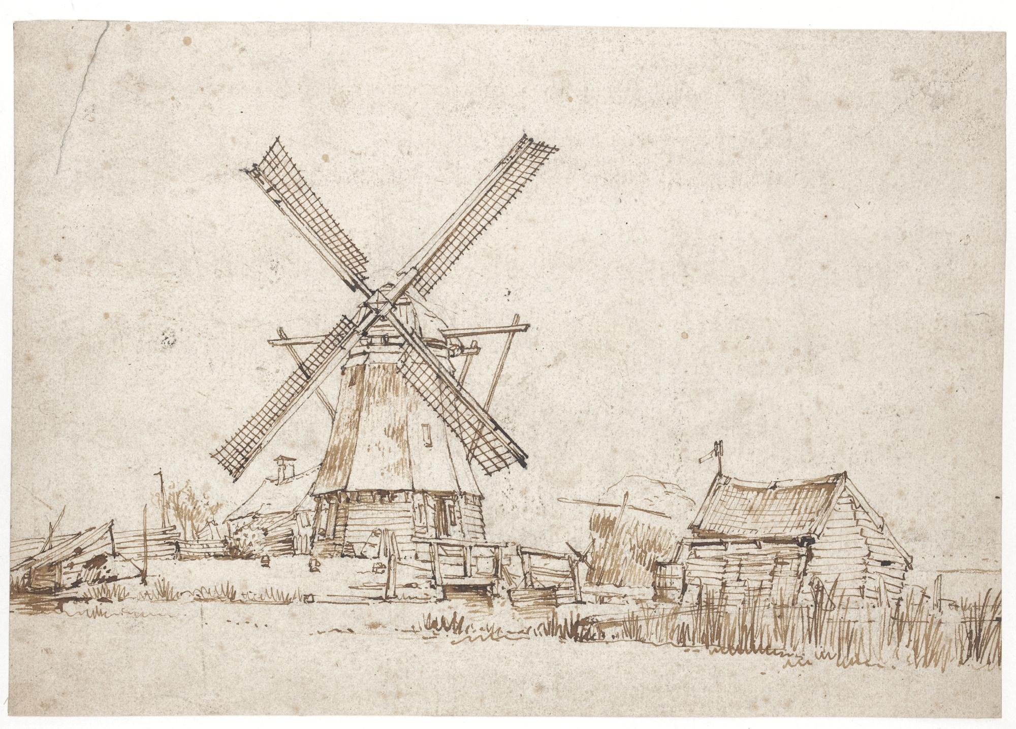 Anthonie van Borssum - Landscape With A Windmill And Other Buildings