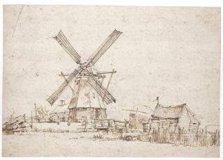 Anthonie van Borssum - Landscape With A Windmill And Other Buildings