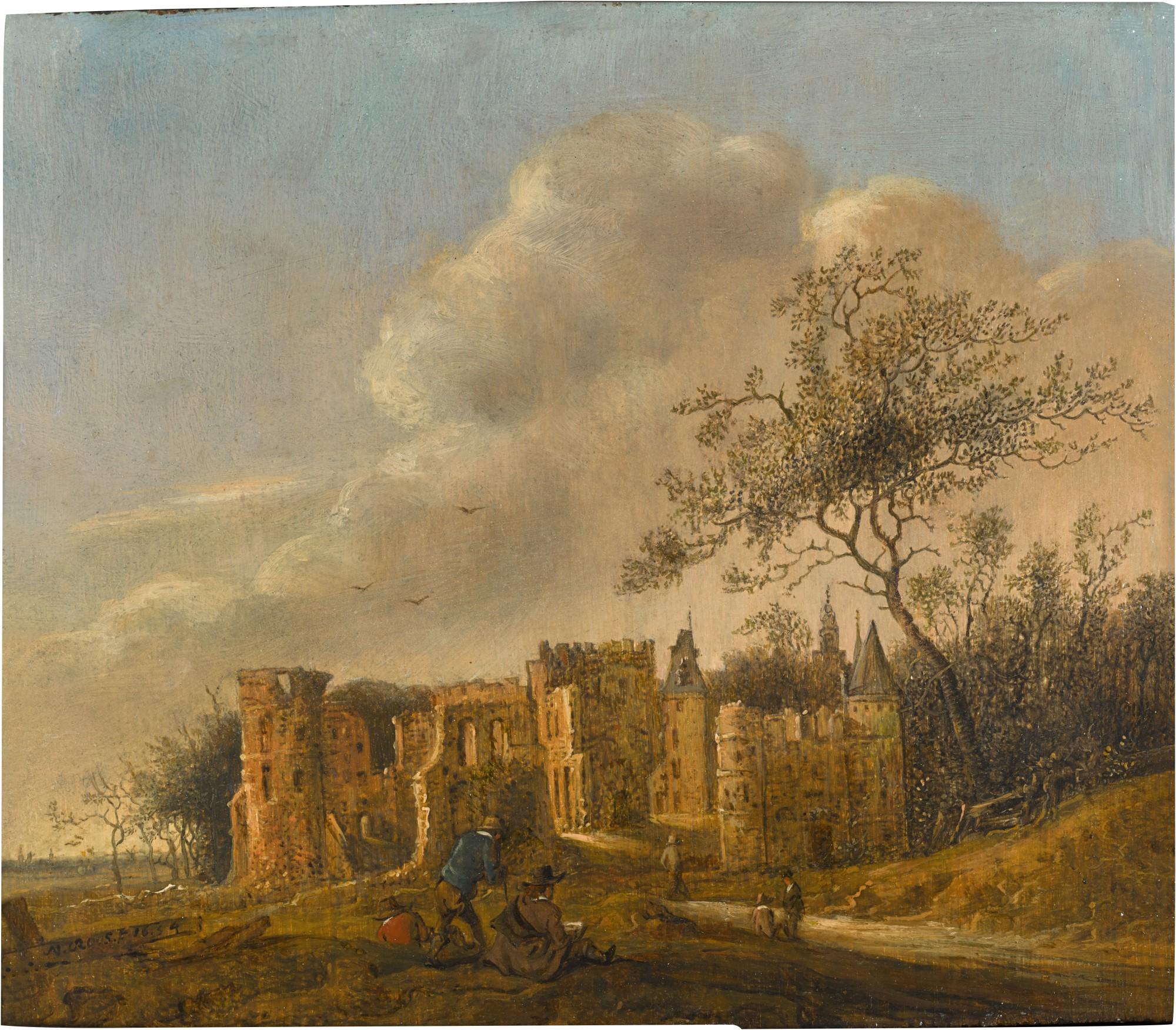 Anthonie Van Croos - An artist sketching the ruins of Egmont Castle