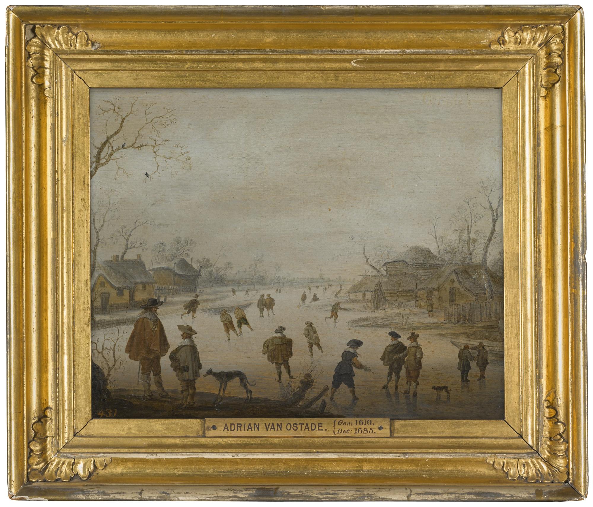 Anthonie Verstraelen - A Winter Scene With Figures Skating On A Frozen River
