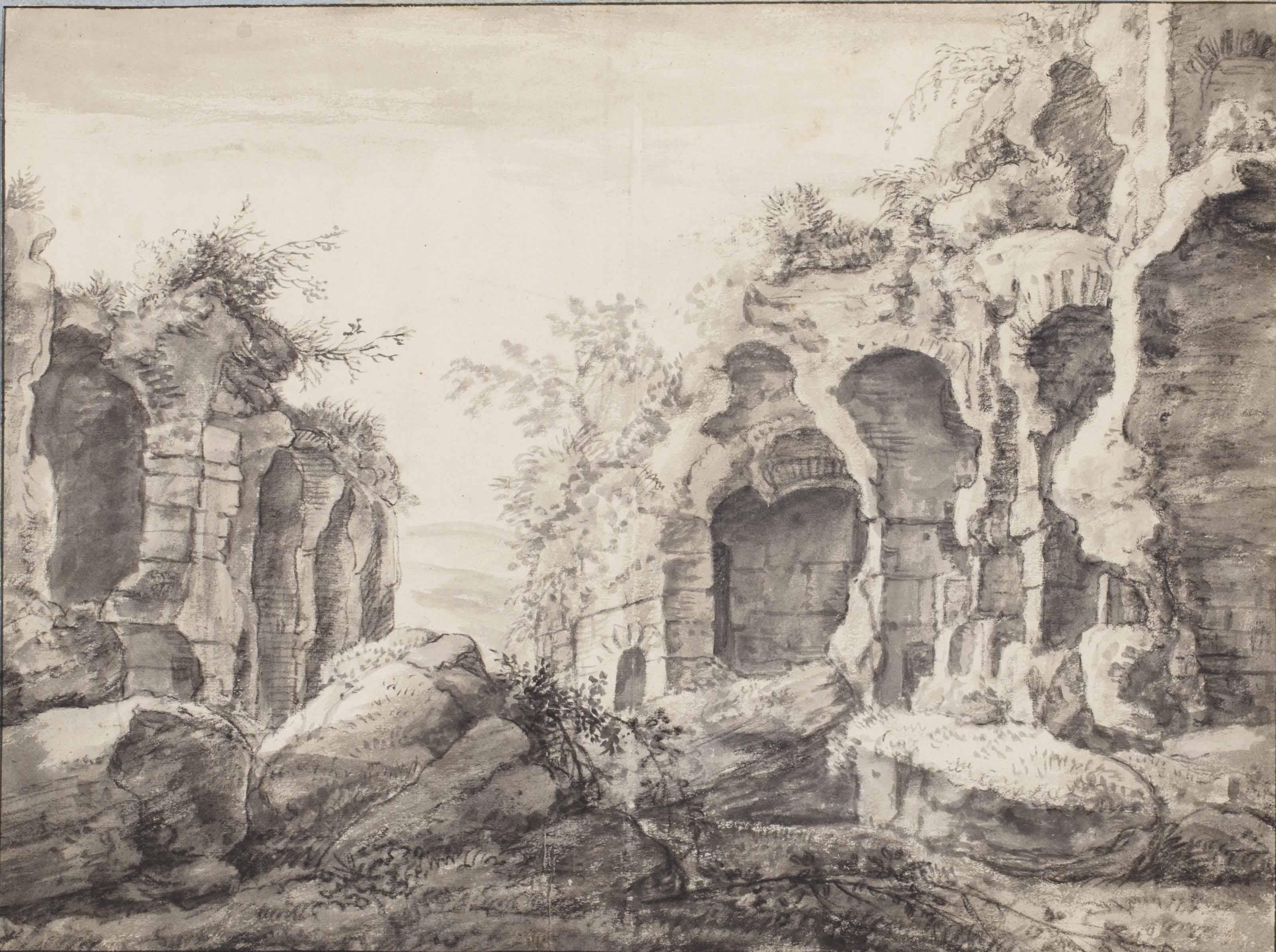 Anthonie Waterloo - A Capriccio Of Ruined Classical Vaults
