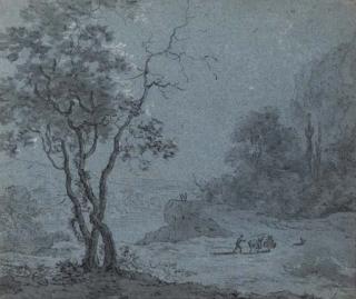 Anthonie Waterloo - A man and two donkeys in a wooded landscape